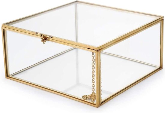 Vintage Metalen Glas Opbergdoos Gouden Decoratieve Doos Sieraden Display Voor Opslag Armband Bruiloft Verjaardagscadeau Badkamerl