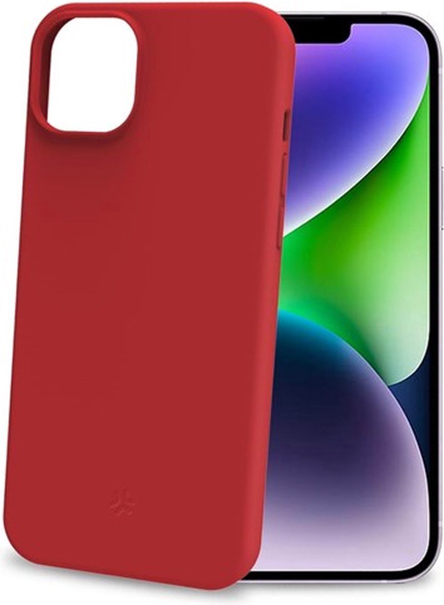 Celly Cromo Siliconen hoesje - Geschikt voor Apple iPhone 15 Plus - TPU Back Cover - Microfiber - Rood