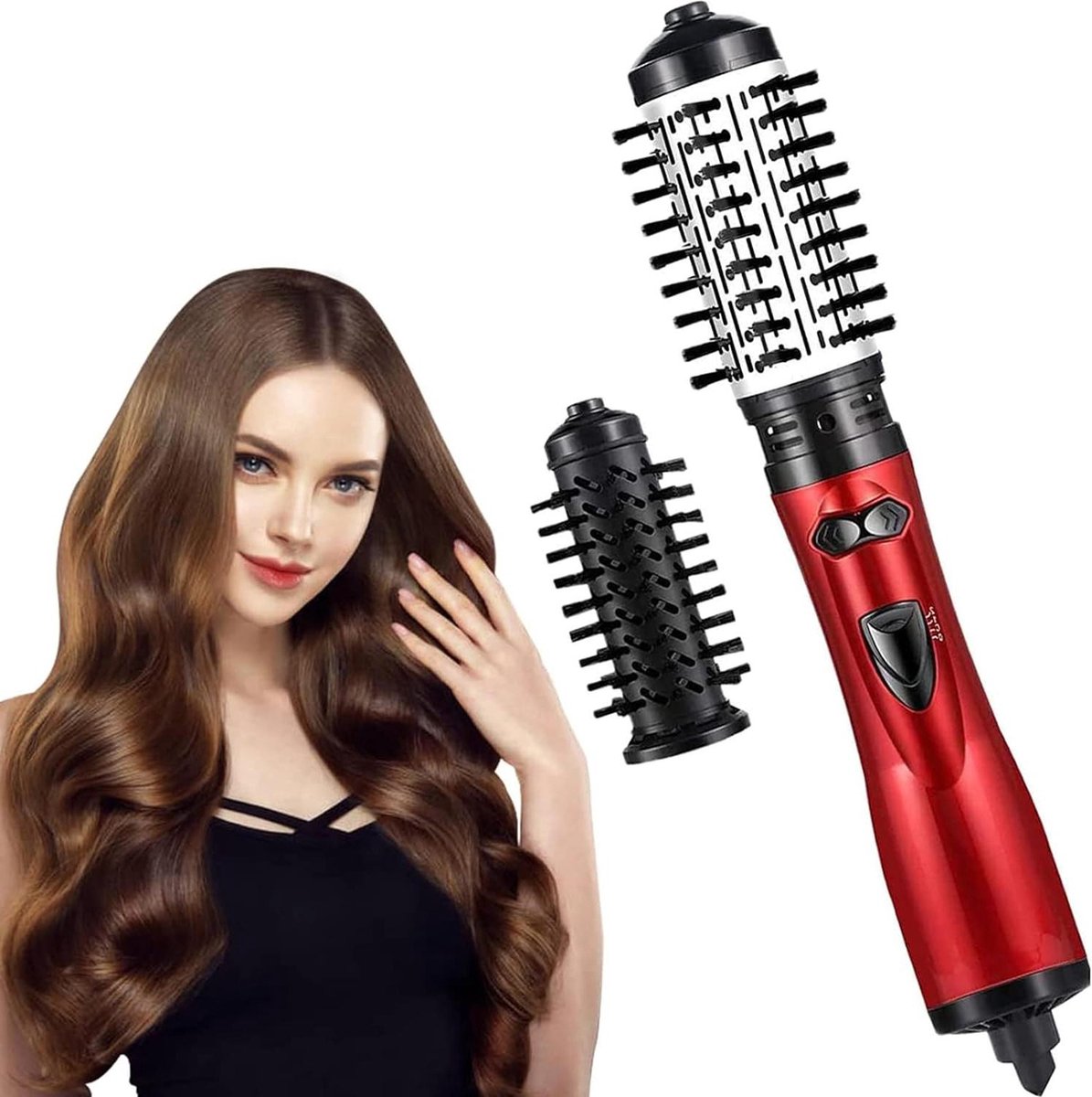 Föhnborstel 3-in-1 heteluchtstyler en roterende stijlborstel professionele negatieve ionen styler borstel hete lucht haarborstels met 2 verwisselbare borstels voor salon thuis