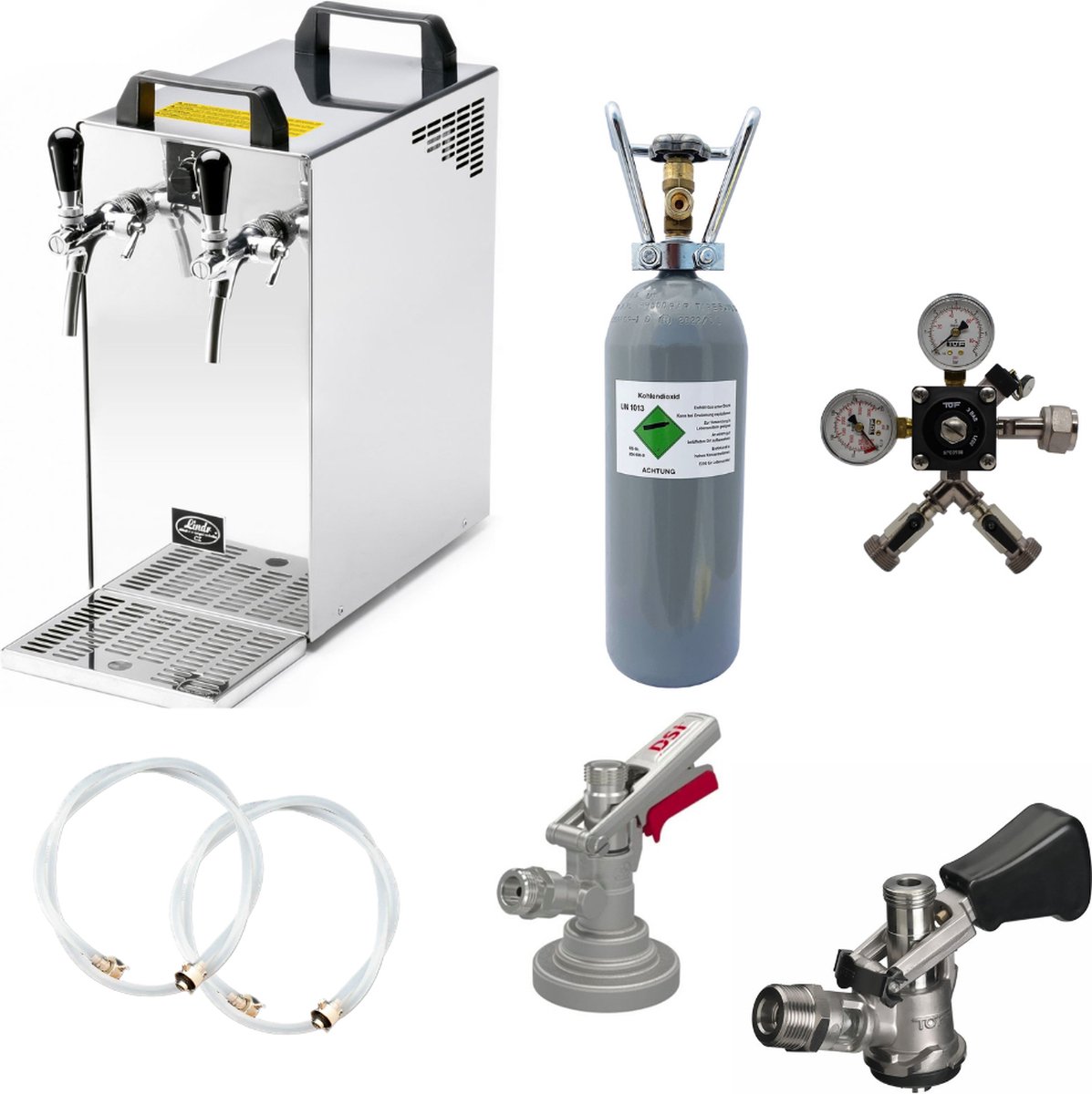 Complete set - Biertap - Kontakt 40 - 2-kraans, 50 liter/u - met Fustkoppeling Type D, Type G