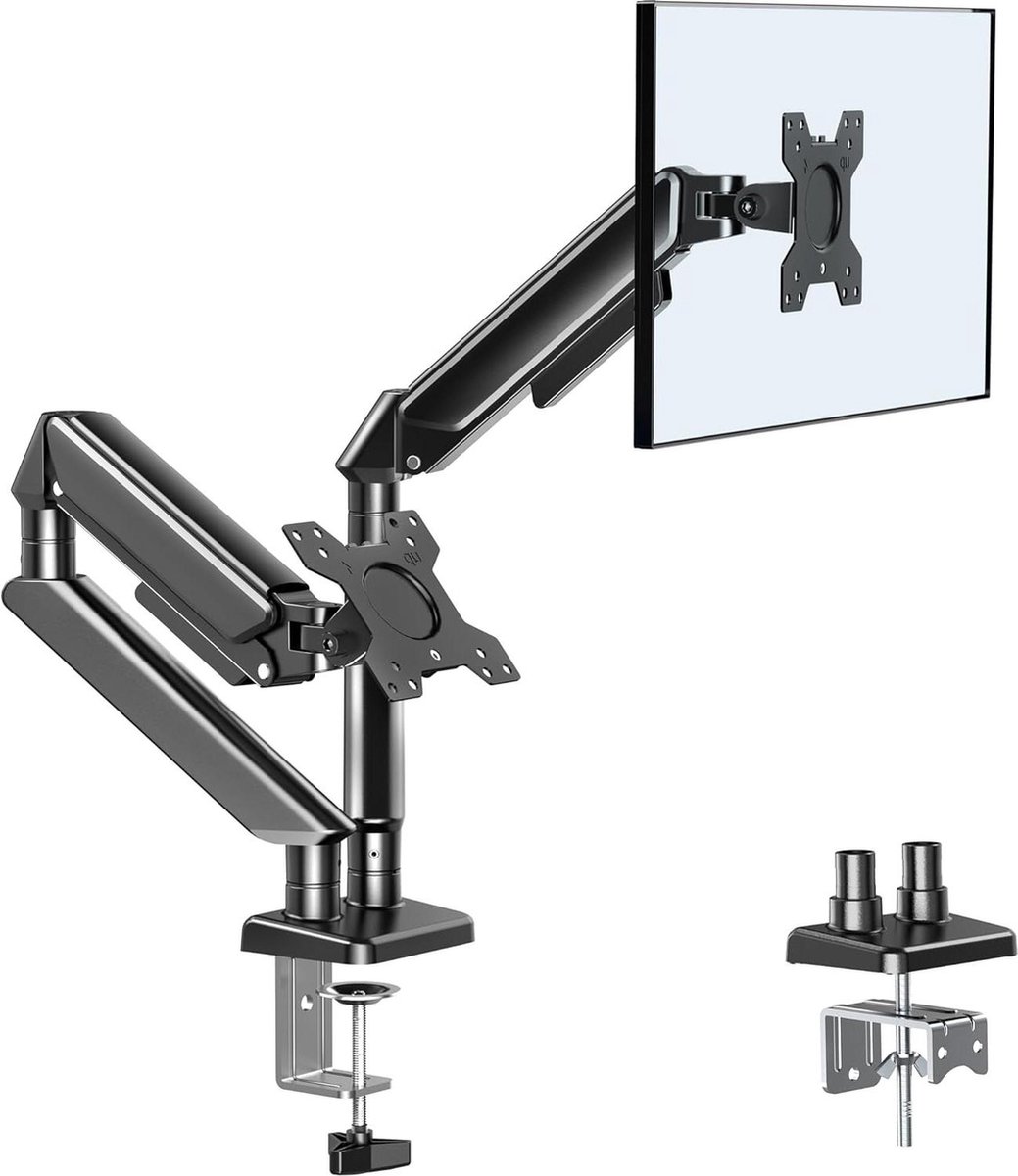 Dubbele monitorarm gasveer met kantelbare rotatie - 13 tot 32 inch - belasting 9 kg - VESA 75/100 mm