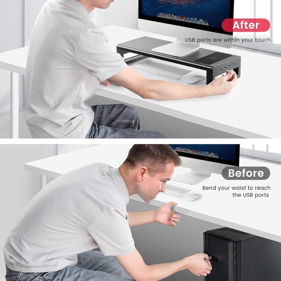 2 Tier) STARSIKI Monitorstandaard met Dual Monitor Ondersteuning Draadloos Opladen en 4 USB-poorten Metalen voor gegevensoverdracht en opladen Ideaal voor computermonitoren 2 Tier) STARSIKI Monitorstandaard met Dual Monitor Ondersteuning Draadloos Opladen en 4 USB-poorten Metalen voor gegevensoverdracht en opladen Ideaal voor computermonitoren