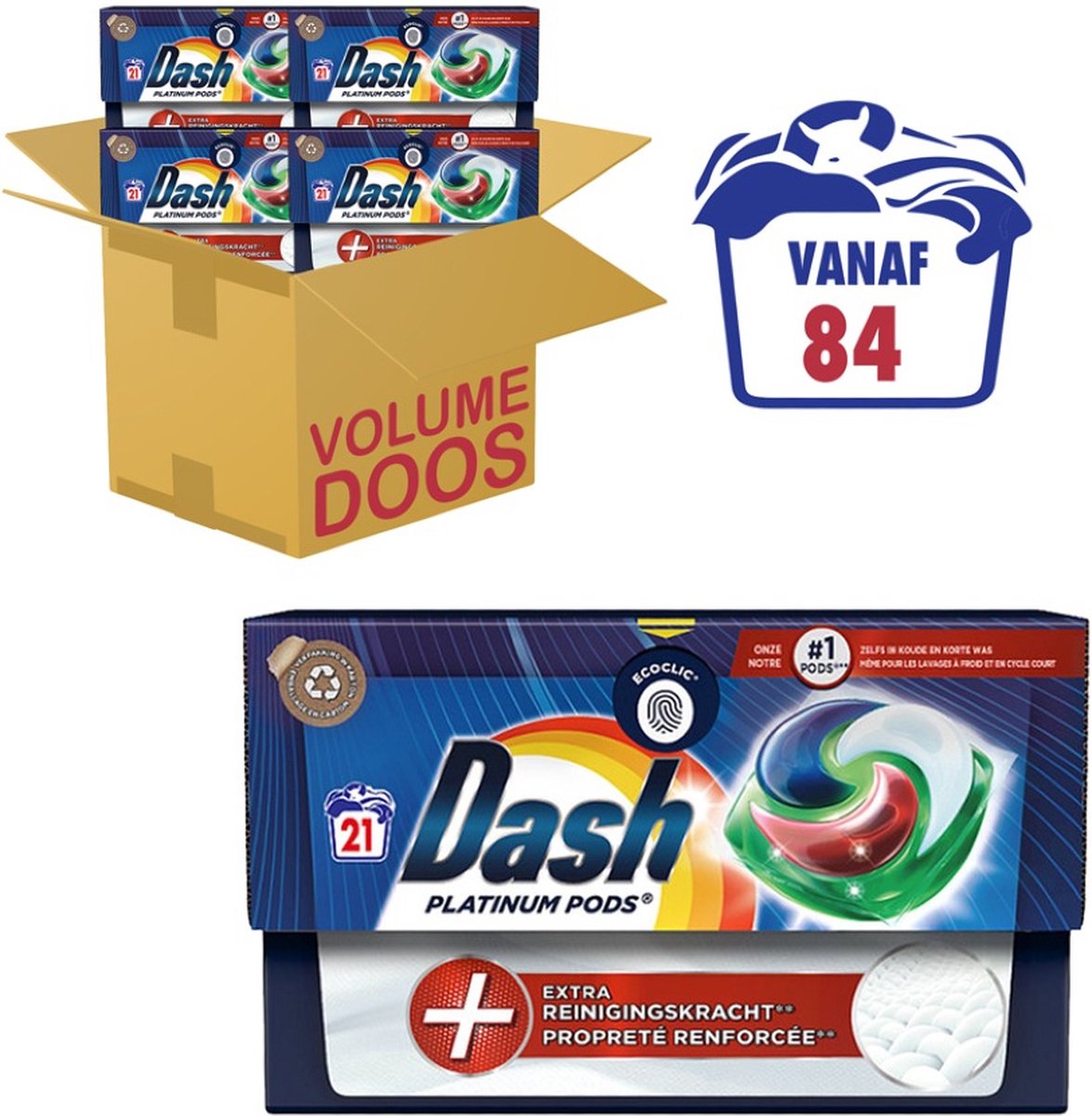 Goedkoopste Dash Platinum Pods Vlekverwijderingskracht - Waspods - 4 x 21 Wasbeurten Voordeelverpakking