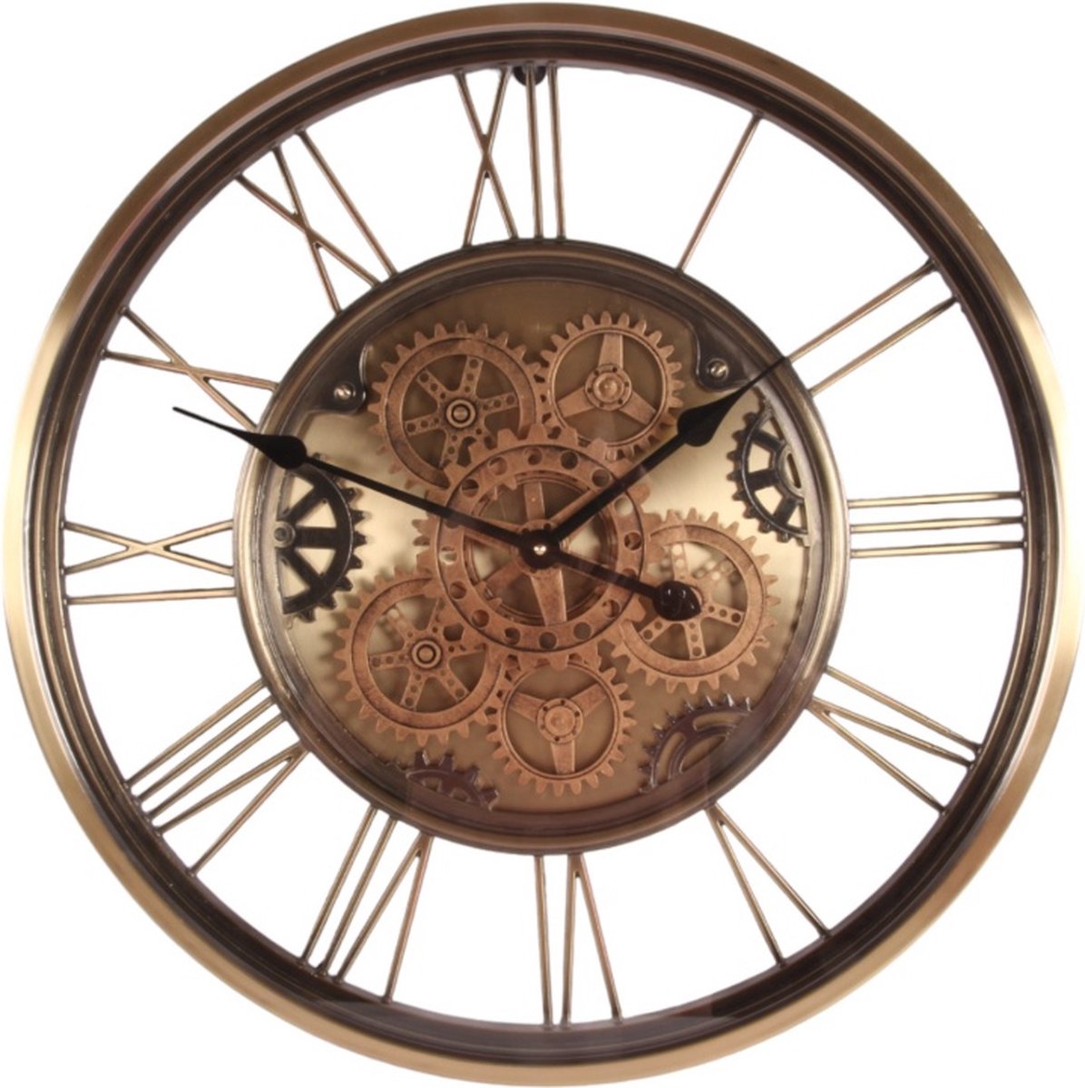 Baroque - Klok - Wandklok Bayonne 62 cm - Goud - Rond - Metaal - 62x62x8 - Iron+glass