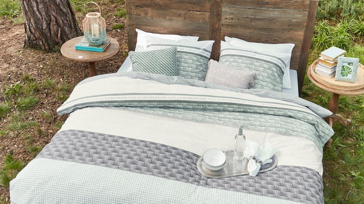 Rivièra Maison - Pure Resort dekbedovertrek - Lits-Jumeaux - 240x200/220 cm - Groen
