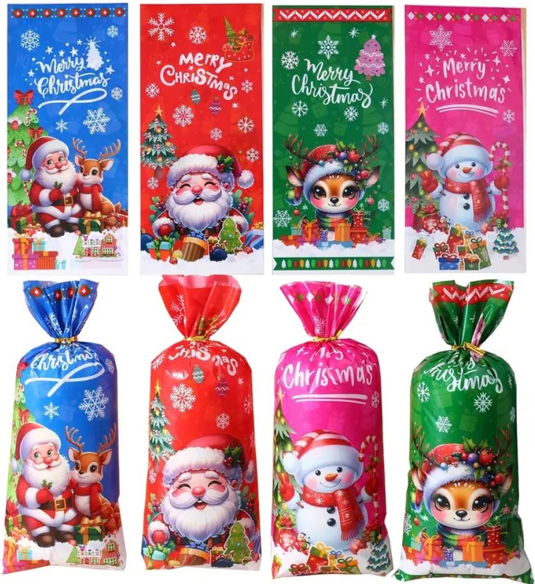 50 stuks kerst traktatiezakjes 27.5 x 12.5 cm met sluitingen
