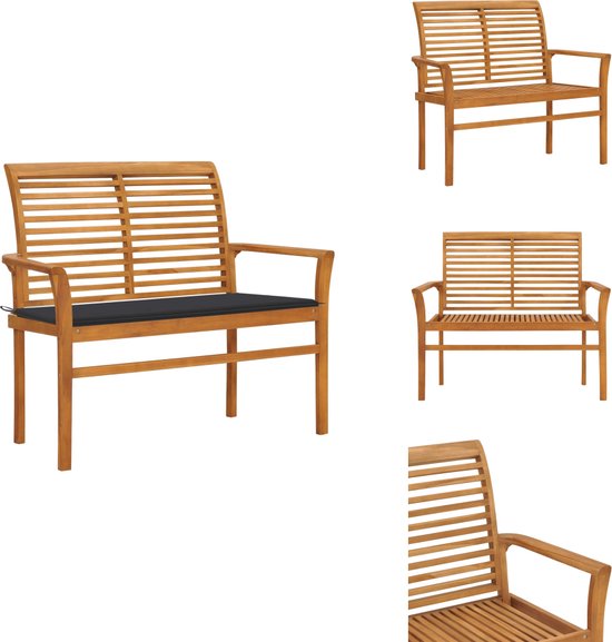 vidaXL Banc de jardin - Bancs de jardin - Banc de jardin - Bancs de jardin - Banc de jardin avec kussen anthracite 112 cm Bois de teck massif