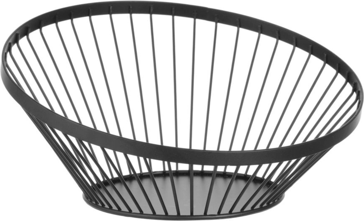 HENDI Fruitkorf – Schuin Ontwerp – Matzwarte Afwerking – Ø280x(H)130mm