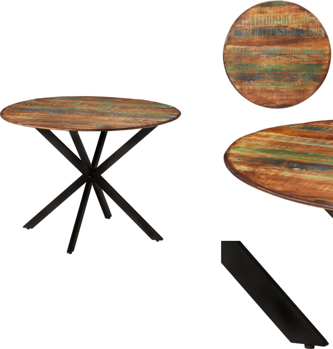 vidaXL Eettafel 60x60x75 cm massief ruw mangohout - Leen Bakker