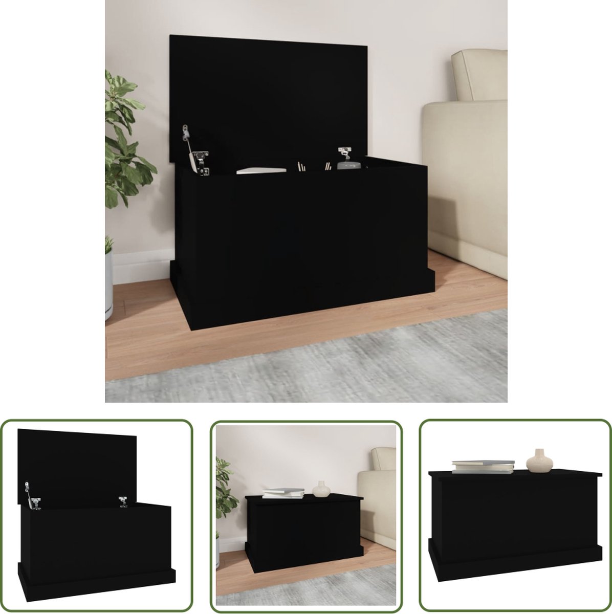 The Living Store Opbergbox - Gereedschapskist - 70x40x38cm - Zwart