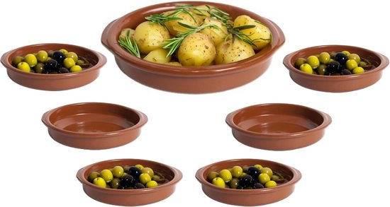 Ensemble de plats de service CM Tapas - 1x D24 cm et 6x D10 cm - rond - Plats de cuisson en terre cuite espagnole