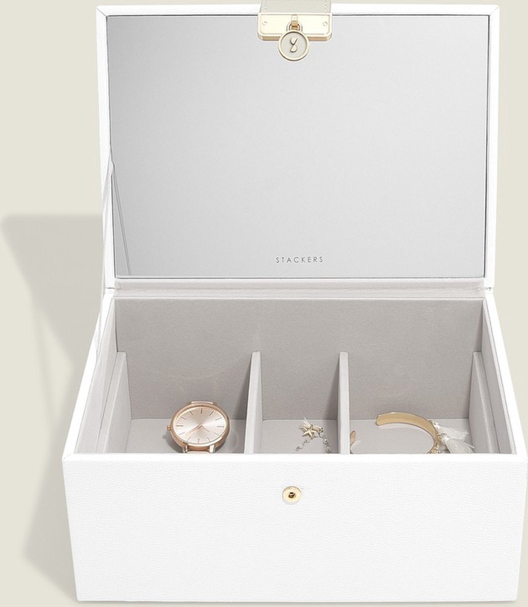 STACKERS WHITE - Luxe juwelendoos - juwelenkistje - sieradendoos - spiegel