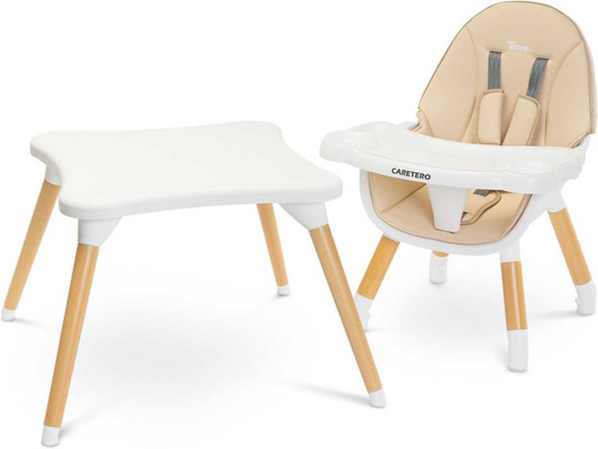 Caretero Tuva Kinderstoel Beige - Babystoel - Baby Eetstoel - Kinderstoeltje voor Peuter - Voor Kinderen van 6 Maanden tot 3-4 Jaar - Scandinavisch Design