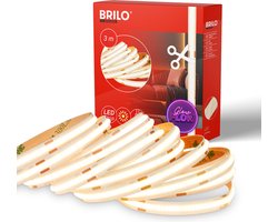 BRILONER Cob - LED Strip 3 meter - warm wit licht - zelfklevend - inkortbaar - wit