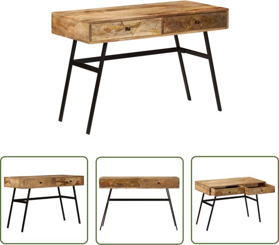 Artisan Furniture Massief Houten Eiken-achtige Schrijftafel Met 2 Laden Nordic Stijl