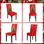 Housses de siège pour Noël, lot de 6, housses de chaise de Noël, lot de 6, motif maison de Noël, housses de chaise de Noël, décoration de Noël, pour l'intérieur (D)