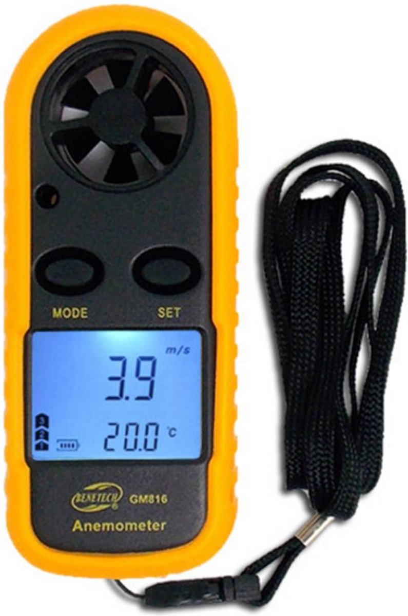 Benetech GM816 Windmeter - Anemometer - windsnelheid + temperatuur - gevoelstemperatuur - Beaufort - 30 m/s
