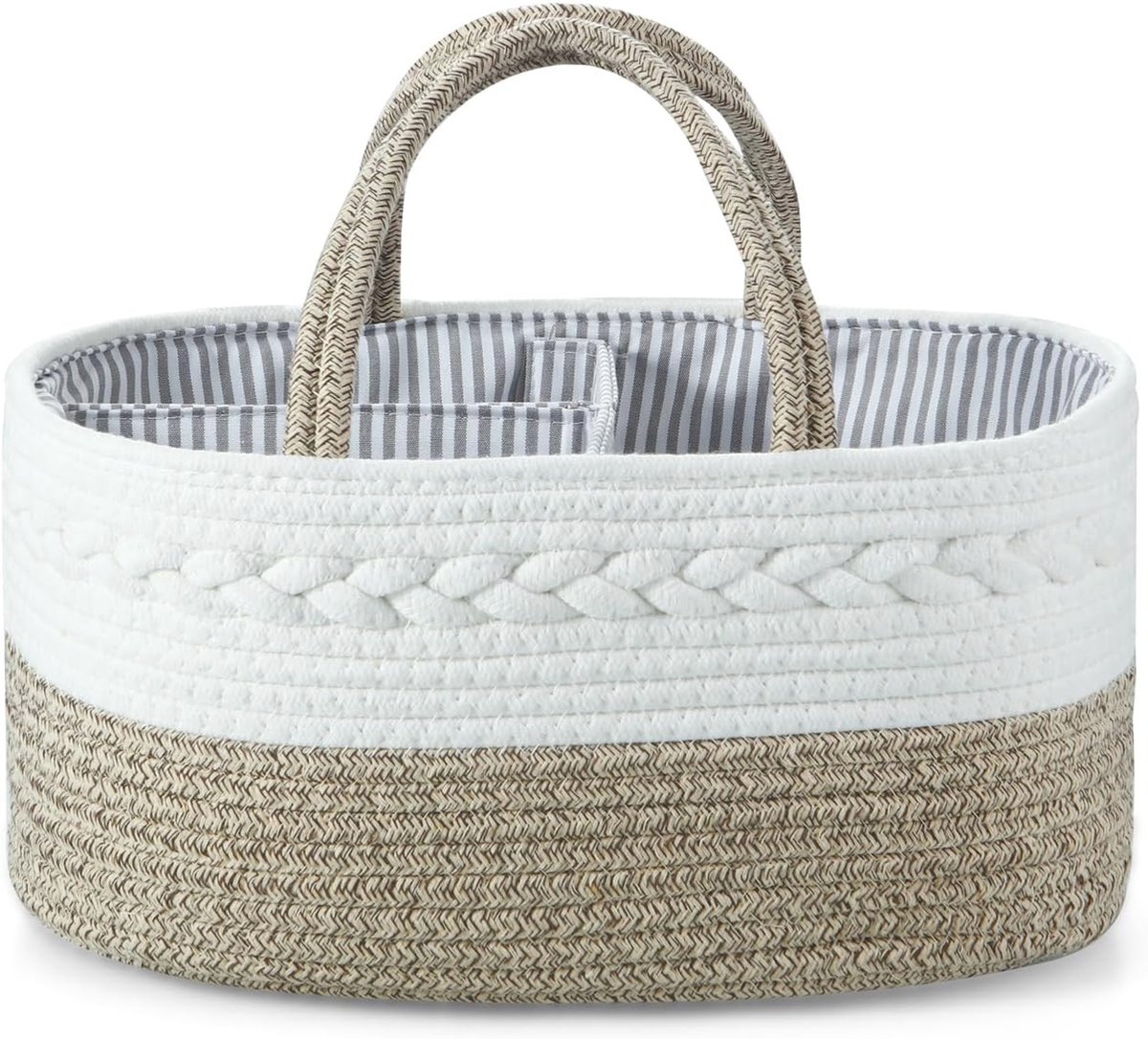 Baby Luier Caddy Organizer - Draagbare Kwekerij Opbergmand voor Baby Benodigdheden - Bruin
