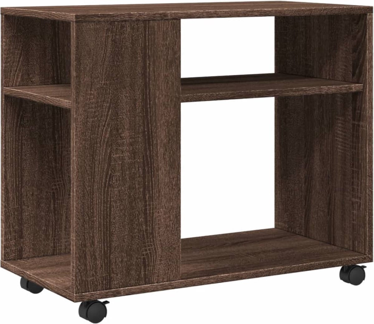 vidaXL Bijzettafel - met - wieltjes - 70x35x60 - cm - hout - bruin - eikenkleurig Bruin eikenkleur