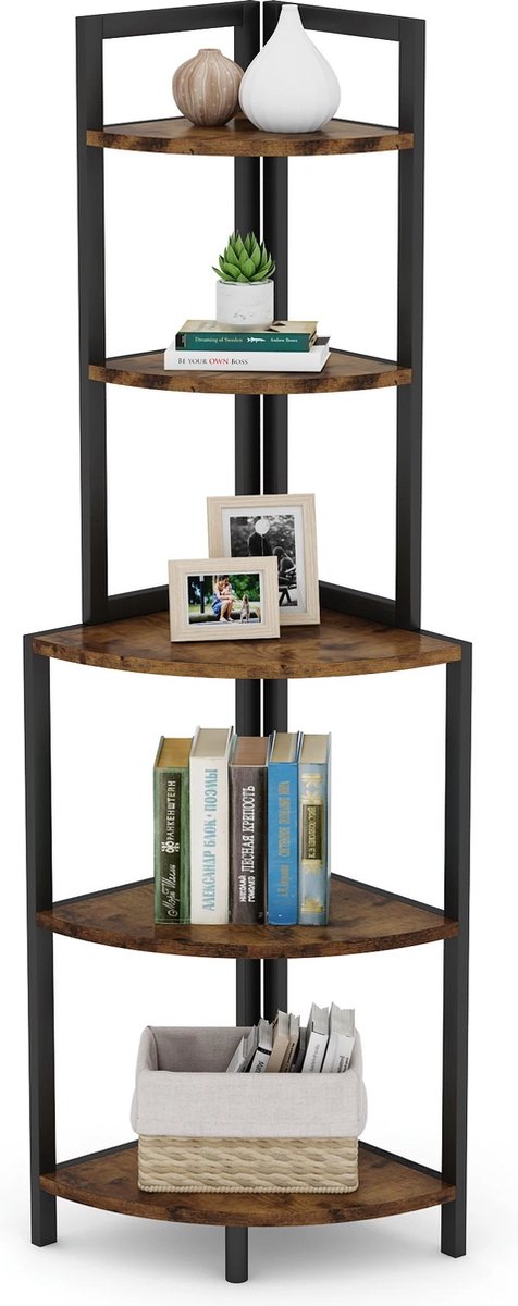 SureDeal® - Hoekkast - Huiskamer - Design - Boekenkast - Zwart - 35x35x152 cm - Kast - Design Kast - Binnen Kasten