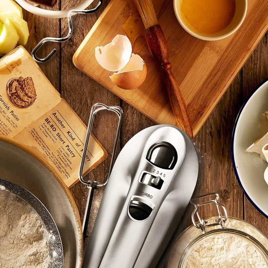 Elektrische Handmixer 400 W - 5 Snelheden - Inclusief Accessoirehouder - Mixer Haak en Garde - Ideaal voor Taart - Cake - Crèmes - Gebak — afbeelding 5