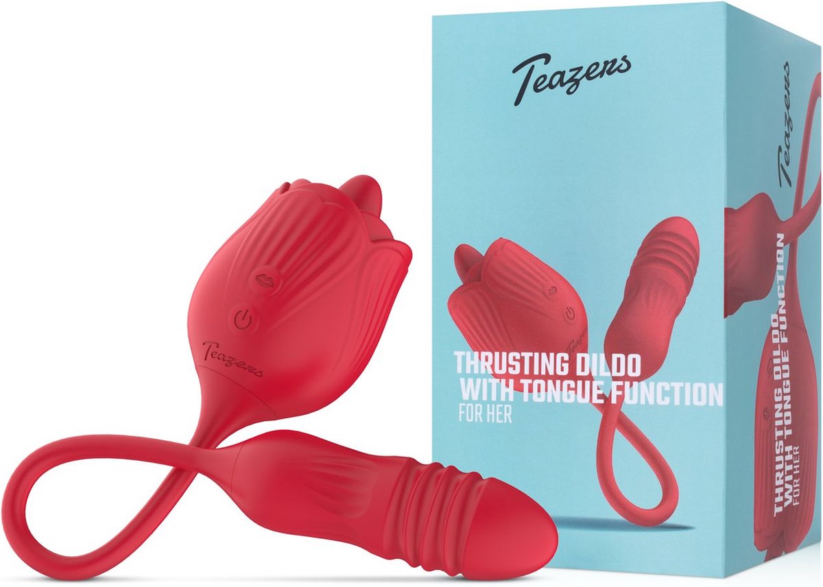 Goedkoopste Teazers - Vibrator met Stotende Dildo - Vibrators voor Vrouwen - Sex Toys voor Vrouwen - Thrusting Dildo - Stotende Dildo voor Vrouwen - Dildo’s - Rood