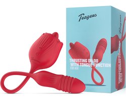Teazers - Vibrator met Stotende Dildo - Vibrators voor Vrouwen - Sex Toys voor Vrouwen - Thrusting Dildo - Stotende Dildo voor Vrouwen - Dildo’s - Rood