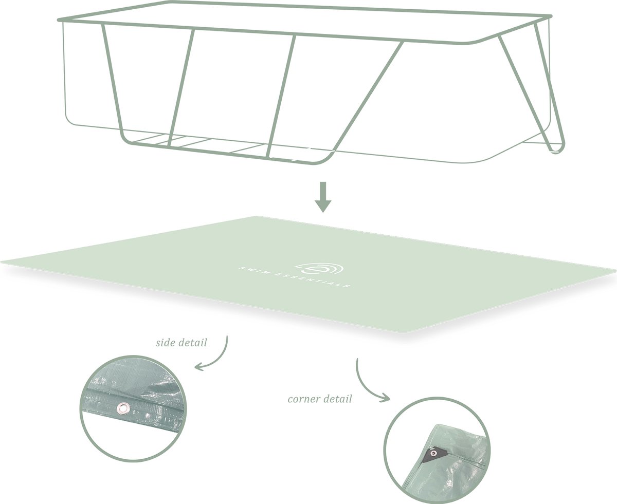 Swim Essentials Grondzeil Zwembad Groen Zwembad ondervloer Rechthoek 200 x 400 cm