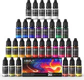 Encre à alcool, 30 couleurs, peinture en résine époxy concentrée, colorant en résine, bricolage, pour l'artisanat, la peinture, les bijoux, 10 ml chacun