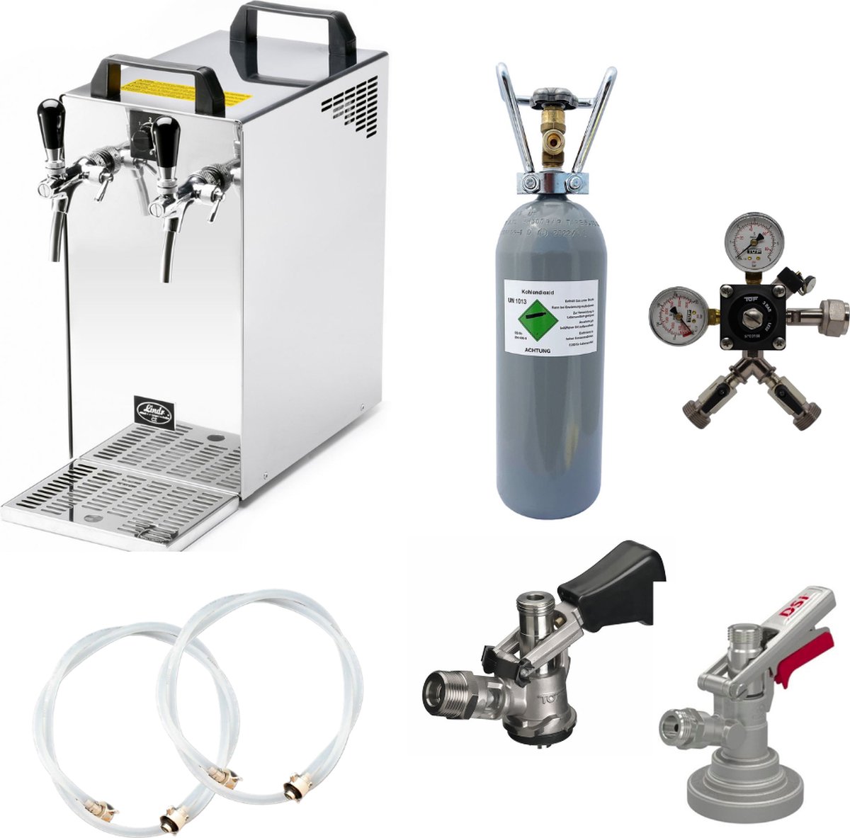 Complete set - Biertap - Kontakt 40 - 2-kraans, 50 liter/u - met Fustkoppeling Type G, Type D