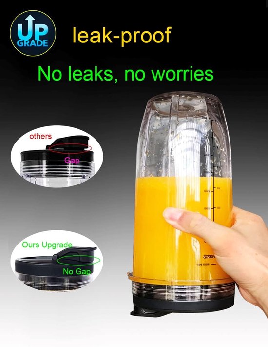 Geschikt voor 18oz Blenderbeker met Sip & Seal-deksel - Geschikt voor ,BL450,BL454,BL455,BL456,BL480,BL481,BL482,BL490,BL640,BL642,BL682,SS101,SS401,SS351/,voor Nutri Ninja Auto IQ-serie blenders, 2-pack van Nutri Ninja — afbeelding 3