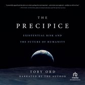 Boekhoes met de titel "The Precipice: Existential Risk and the Future of Humanity" en een afbeelding van de aarde gezien vanaf de maan.