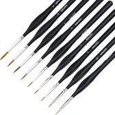 Ensemble de pinceaux professionnels - ensemble de 9 pinceaux - Ergonomique - Détails fins - Miniature - Peinture de Pinceaux - Pinceau fin - Hobby - Aquarelle, Acryl, Peinture à l'huile - Modélisme - Warhammer 40k