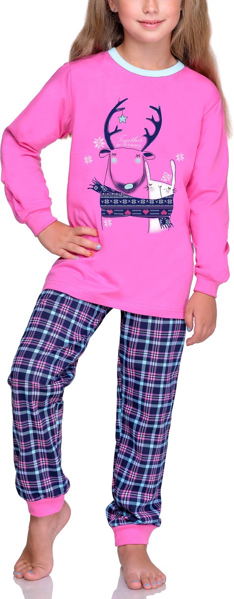Timone Meisjes Pyjama - Lange mouwen - Lange broek - Katoen - TI-TR-433/434 - Roze - 92