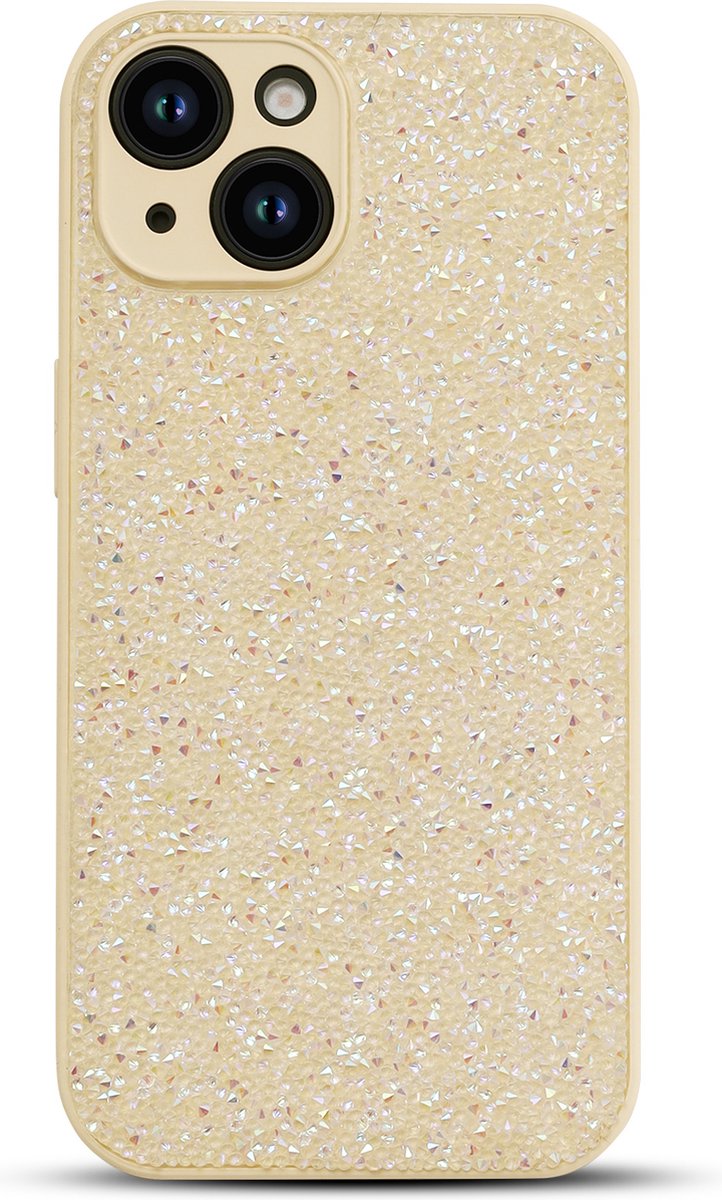 Casemania Hoesje Geschikt voor Apple iPhone 13 - Goud - Diamant Glitter Back Cover