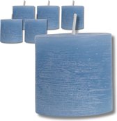 Scentmoods - Rustieke Kaarsen - Stompkaars - Set van 6 - Kaarsen - Oceaan - 5x5cm
