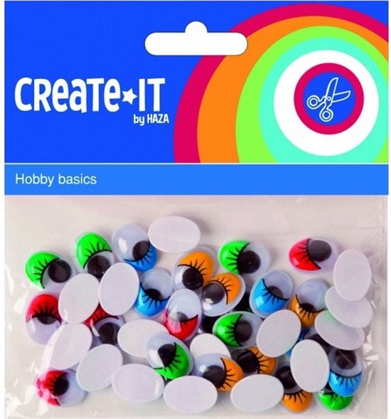 2x Oeillets auto-adhésifs avec cils colorés 40 pièces