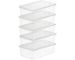 Doos met deksel voor schoenen Plast Team 34x19x11cm transparant - set van 5 stuks