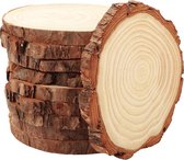 Ronds en bois brut - Disques en bois naturel non traité - Lot de 10 - 10-11 cm avec 10 mm d'épaisseur - Avec écorce et finition lisse - Sous-verres - Décorations - Ornements de Noël