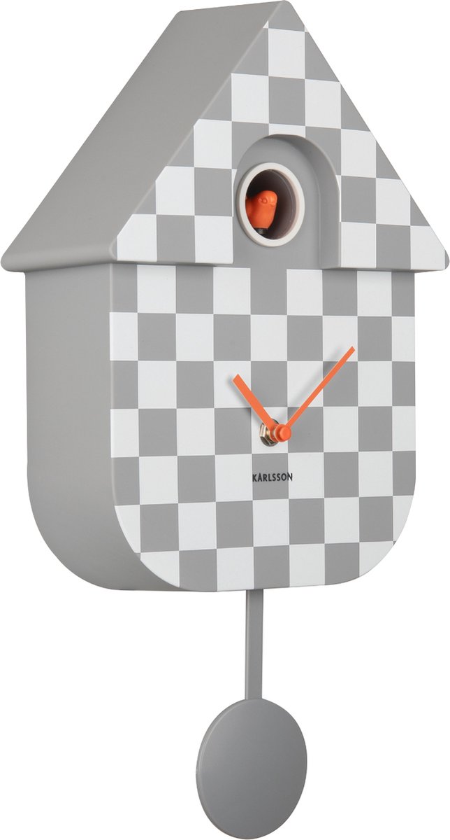 Karlsson Koekoeksklok Modern Cuckoo Checker - Grijs - 8.5x21.5x40.5cm - Wandklok Scandinavisch