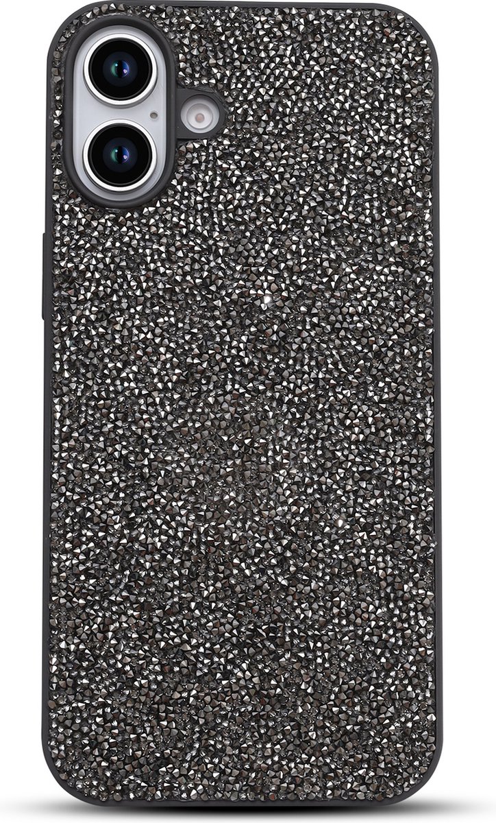 Casemania Hoesje Geschikt voor Apple iPhone 16 - Zilver - Diamant Glitter Back Cover