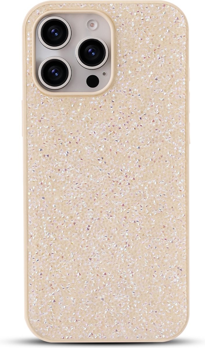 Casemania Hoesje Geschikt voor Apple iPhone 16 Pro Max - Goud - Diamant Glitter Back Cover