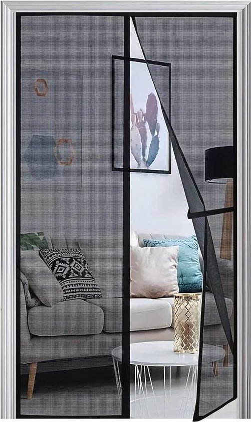 Magnetische hordeur 140 x 205 cm Mesh vliegengordijn Handsfree klamboedeur, houd frisse lucht binnen en insecten buiten, geen opening Wit