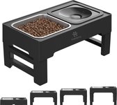 FURTASTIC® Voerbak Hond met standaard - RVS Voerbak + Anti-lek Drinkbak Hond - Verhoogde voerbak - Verstelbaar