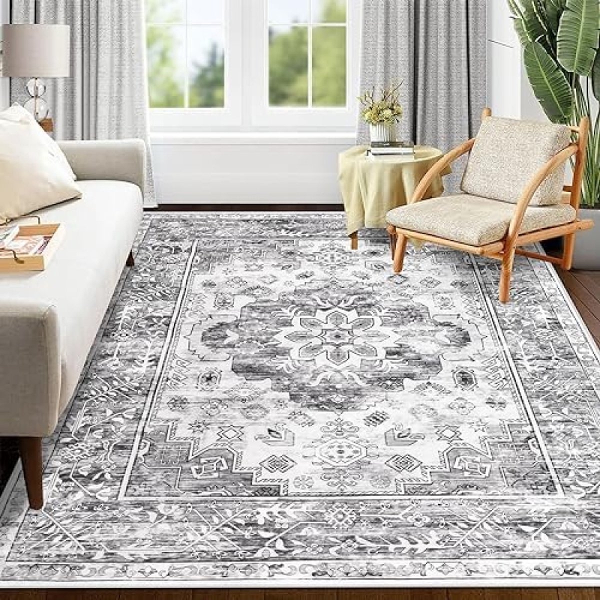 Vintage Vloerkleed, 120 x 180 cm, Boheemse Chic, Grijs