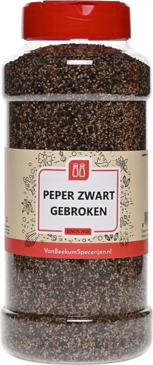 Goedkoopste Van Beekum Specerijen - Peper Zwart Gebroken - Strooibus 450 Gram