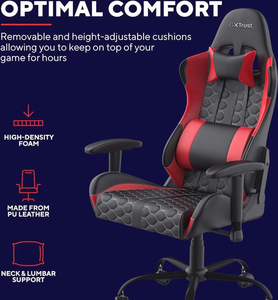 Instelbare Gaming Stoel met Verwijderbare Kussens - 360° Draaibaar en Ergonomisch Ontwerp voor Comfortabel Gam ervaren — afbeelding 4