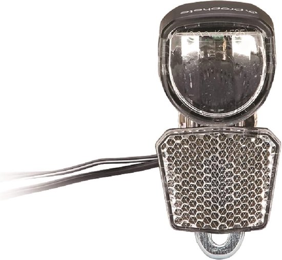 Prophete Bicycle Light 70 Lux LED Headlight with On/Off Switch, Parking Light and Sensor Automatic Switch, Removable Reflector, Nirosta Mount for Hub and Side Dynamo, StVZO Approved
