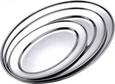 Set de 3x plats de service plats inox ovale 40 cm - Plats barbecue