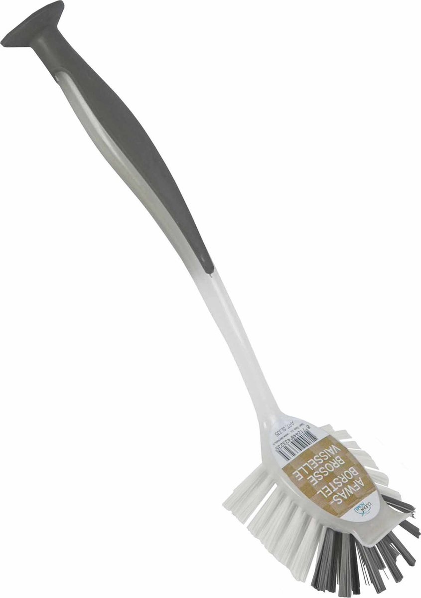 Goedkoopste Afwasborstel met zuignap - 25 cm - grijs - afwassen - Huishoud keuken accessoires